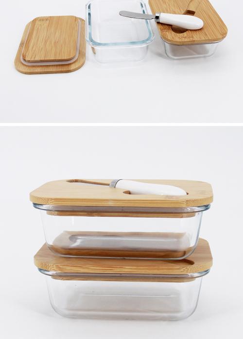 工厂直销批发环保餐具天然竹盖饭盒 食品级高硼硅玻璃保鲜盒